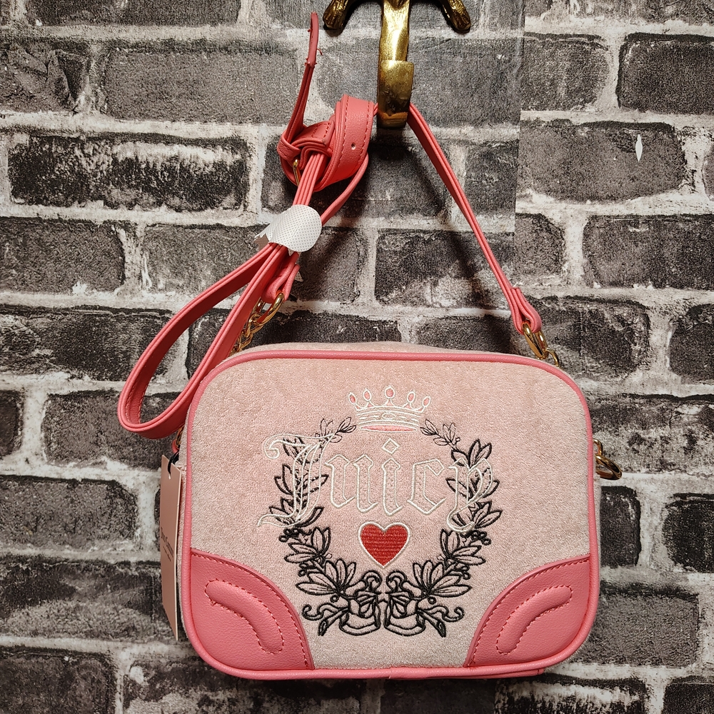 Elegant Pink Embroidered Crossbody Bag